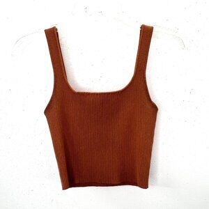 Forever 21 Cropped Tank Ribbed Caramel Brown M Stretchy Layering Ribbed